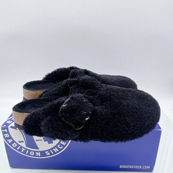 BIRKENSTOCK BOSTON Shearling BIG BUCKLE Clog TEDDY BLACK EU 40 Women US 9- 9.5 - Picture 5 of 12